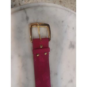 Belt Women's Dark Pink Fabric Gold-Tone Buckle About 35" x 1.5"